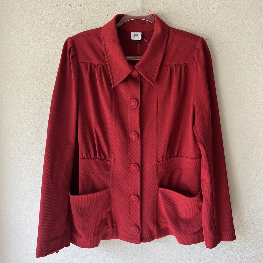 Cabi red Spencer Collared Button Down Jacket XL Career Office Preppy Mature